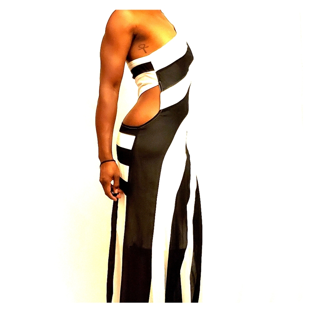 Black and white cut out gown